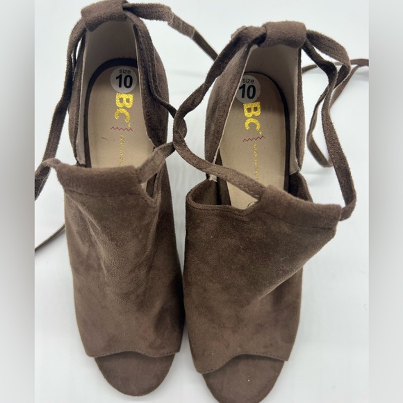 BC Born in California Vegan Suede-like Open Toe Chunky Heel Ankle Tie Bo… - Picture 7 of 8